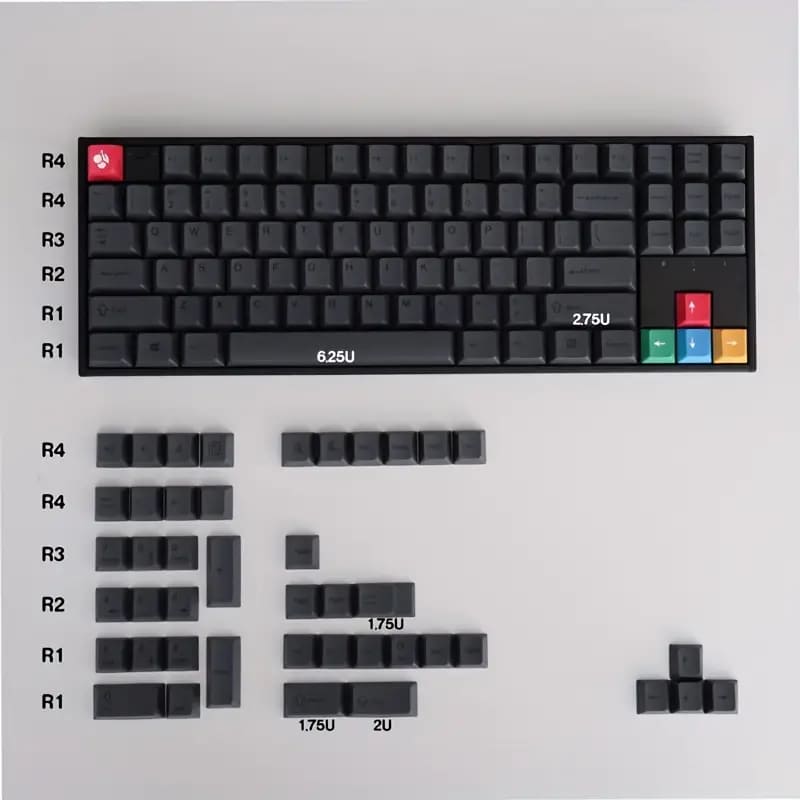 Black Mechanical Keyboard Keycaps (130 Keys)