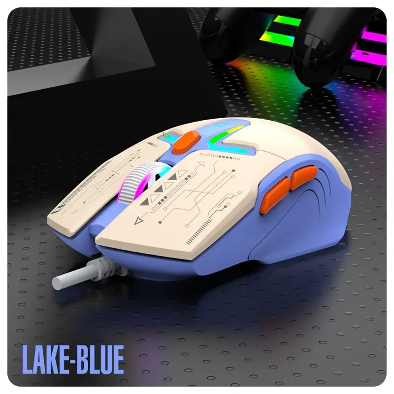 Mecha-Inspired Gaming Mouse with Breathing Lights